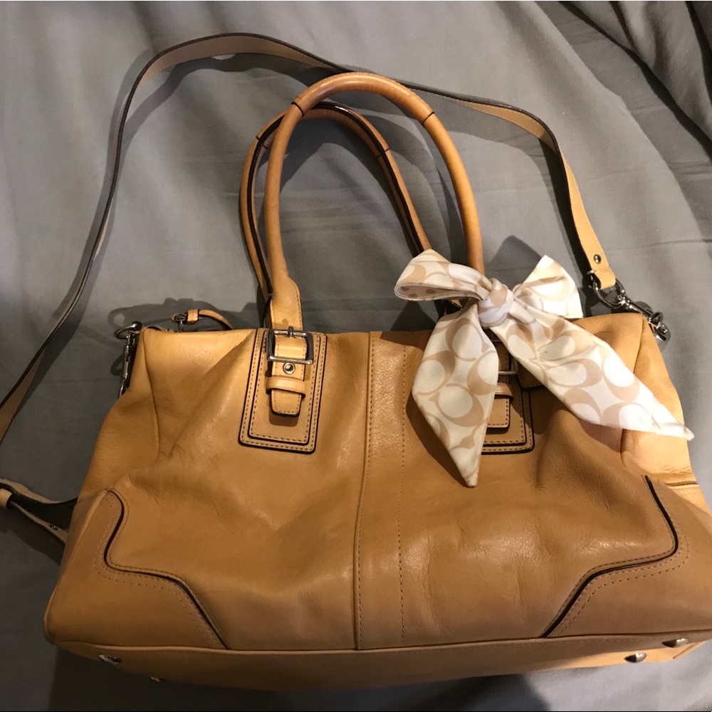 Coach light mustard leather purse